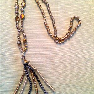 Long crystal tassel necklace